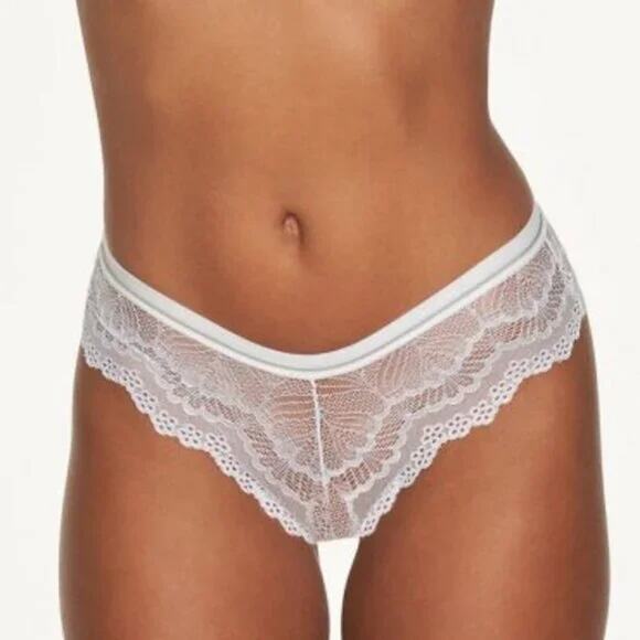 NWT Frederick's of Hollywood White Metallic Boyshort Panty Lace Size Medium - Picture 1 of 6